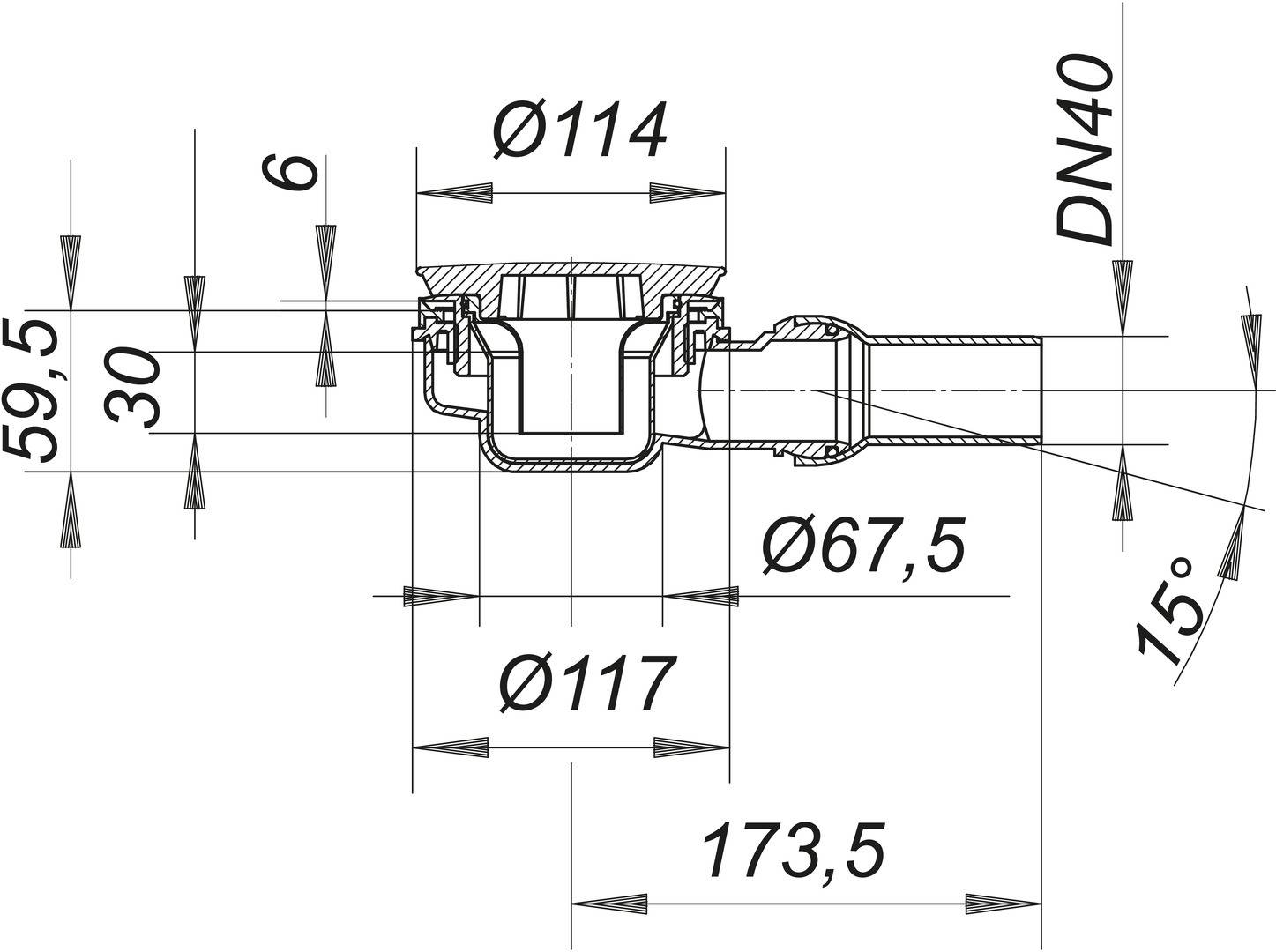 Dallmer Brausewannenablauf ORIO 60 Haube verchromt DN 40