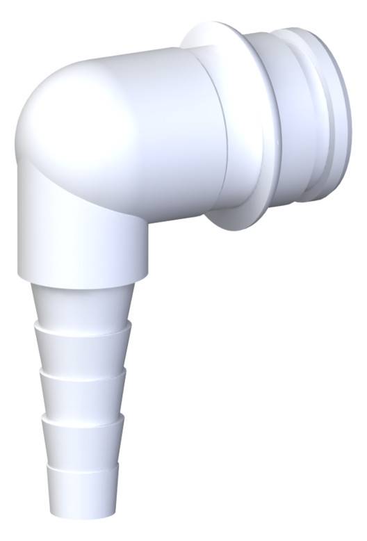 Dallmer Winkelschlauchtülle für Kondenswasseranschluss 1" aus hochschlagfestem Polypropylen.