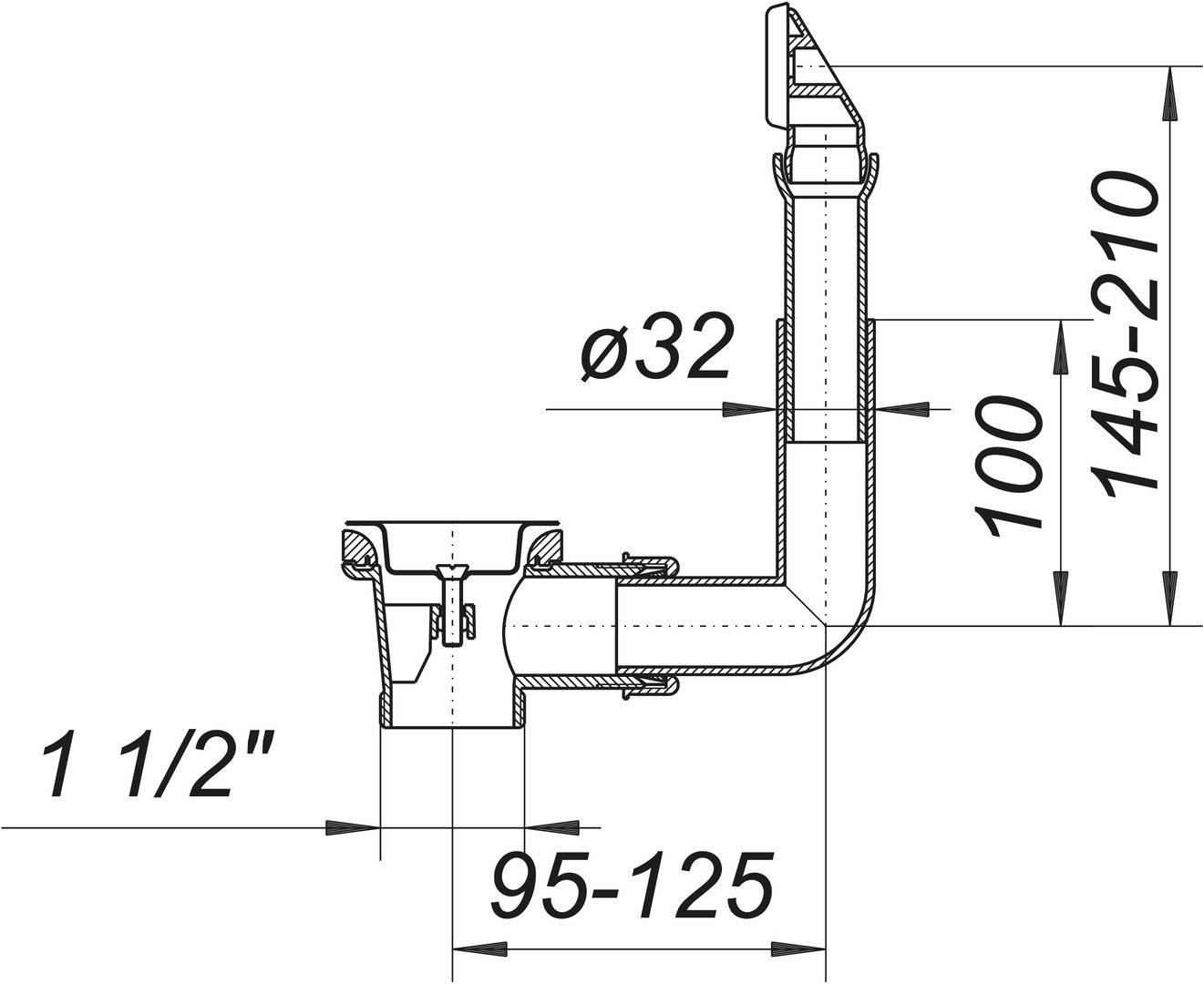 Dallmer Ab- und Überlauf-Set 014 U für Einzelspüle 11/2