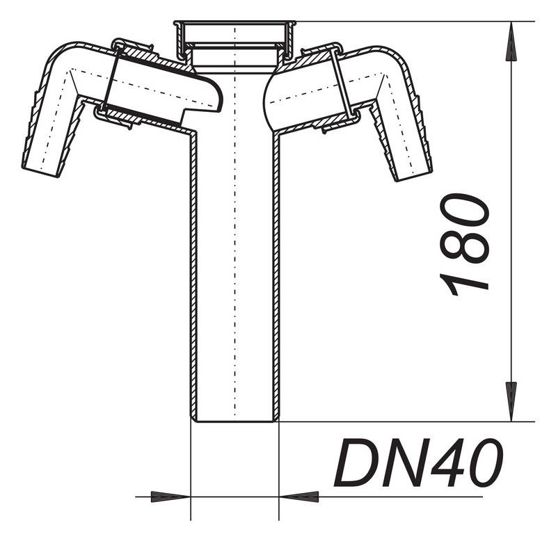 Dallmer Tauchrohr 010/2 m zwei Winkelschlauchtüllen 11/2 xDN 40