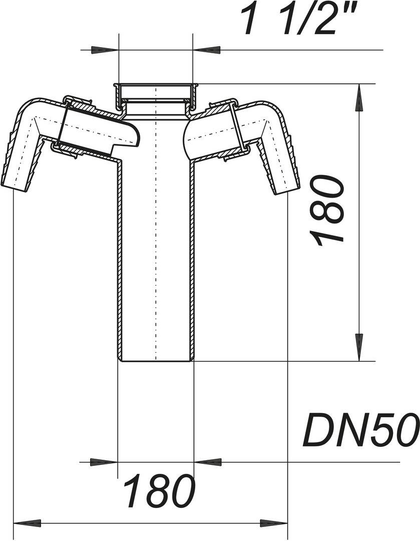Dallmer Tauchrohr 010/2 m zwei Winkelschlauchtüllen 11/2 xDN 50