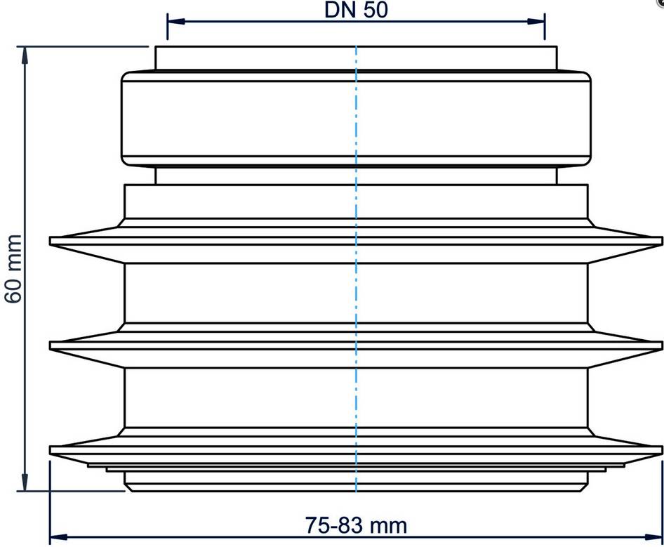 PoloPlast Übergang PKUMAG Polo-Kal NG von Spitzende auf FZ-Muffe DN 50