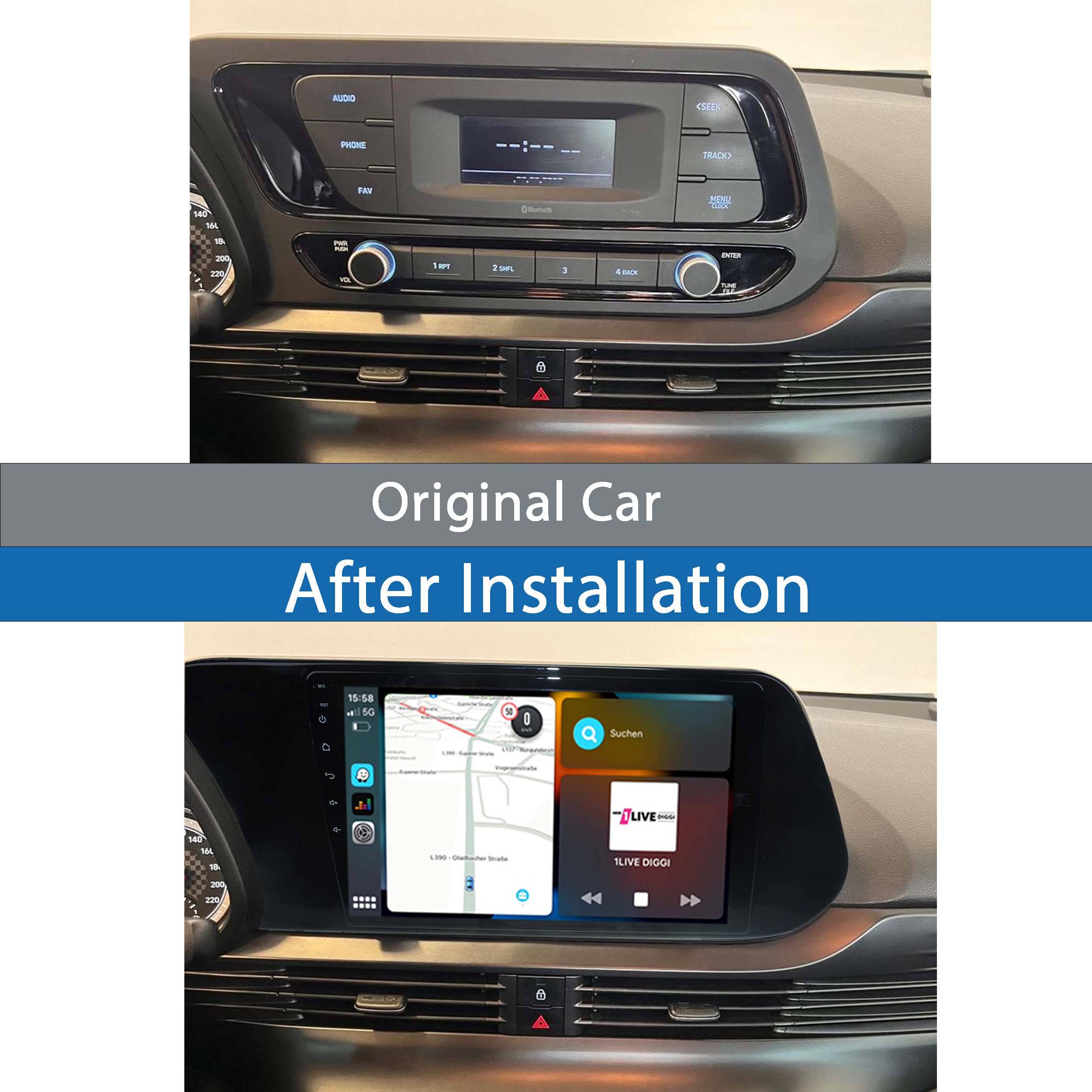Für Hyundai i20 10" Touchscreen Android Autoradio GPS Navigation CarPlay
