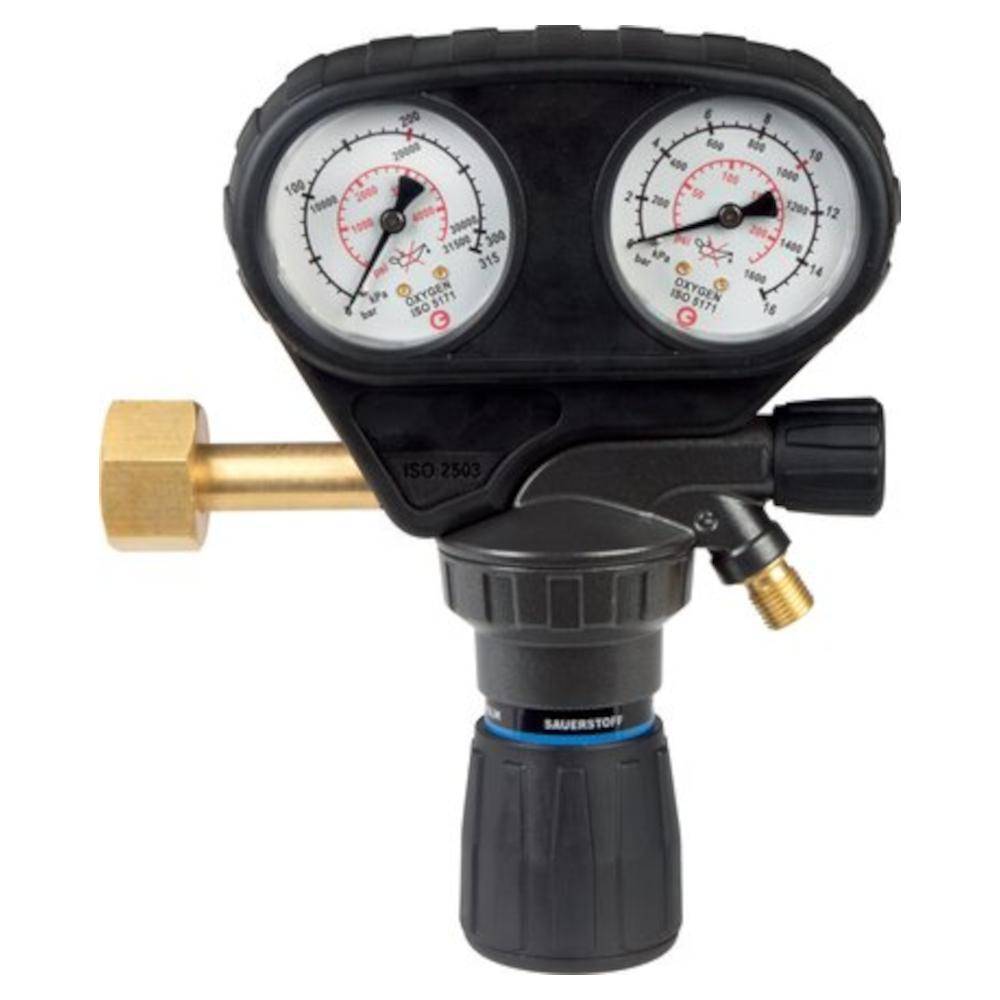 Flaschendruckminderer - Pressmessing - für Wassserstoff - Eingang 300 bar - Regelbereich 0 bis 20 bar - DIN EN ISO 2503 (DIN EN 585) - Preis per Stü