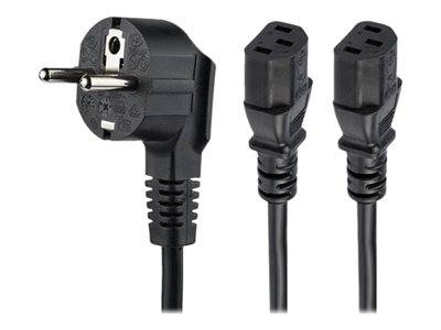 STARTECH 2m Schuko CEE7 to 2x C13 Cord Peripheriegeräte & Zubehör Kabel & Adapter -