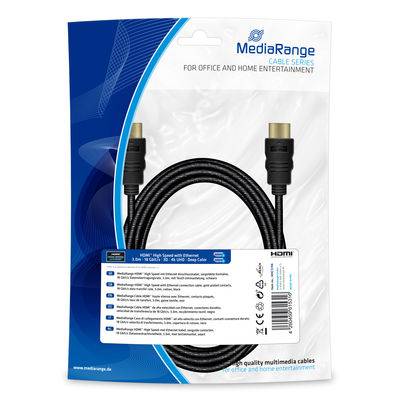 MediaRange HDMI High Speed Ethernet Anschlussk. 18Gibt/s 3m Multimedia-Technik HDMI-Kabel
