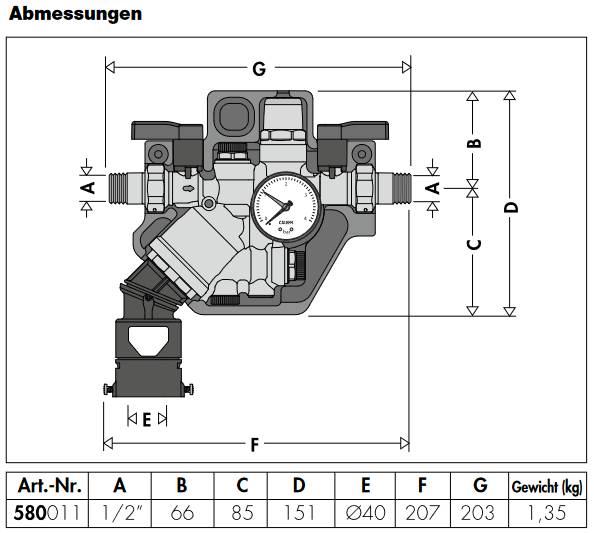 Caleffi Kompakte automatische Füllarmatur mit Systemtrenner Typ BA 1/2"