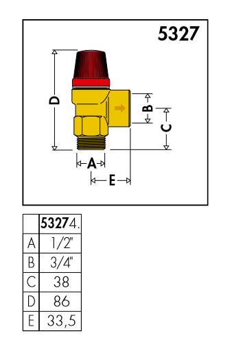 Caleffi Membran-Sicherheitsventile 1/2", für Heizung, AG 1/2" x IG 3/4" 3 bar