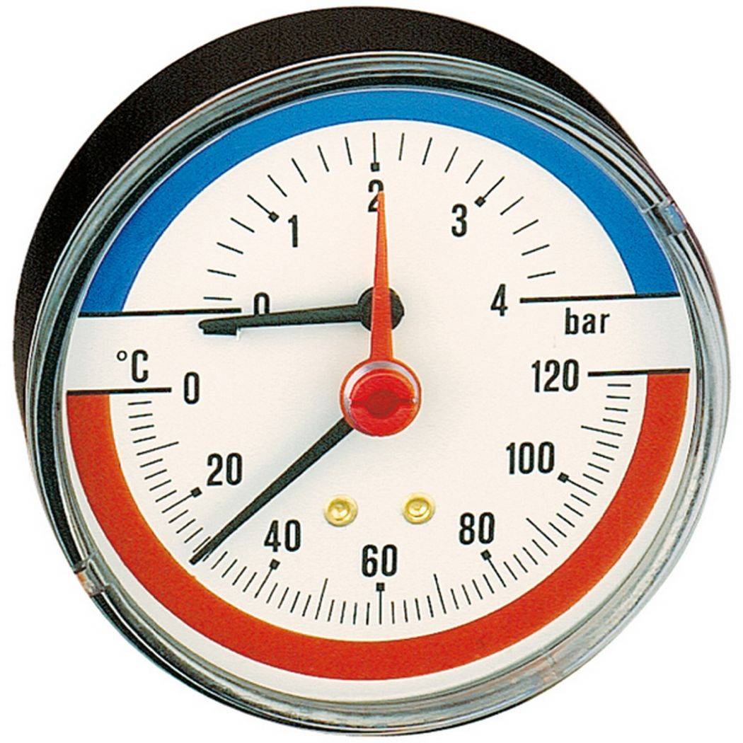 Caleffi thermomanomètre 1/2" raccord avec manchon plongeur 0-4 bar