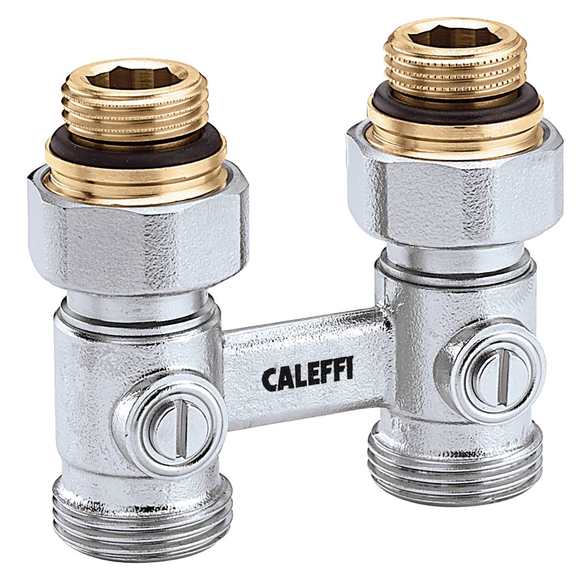 Caleffi Zweirohr-Hahnblock 1/2" AG, DG-Form