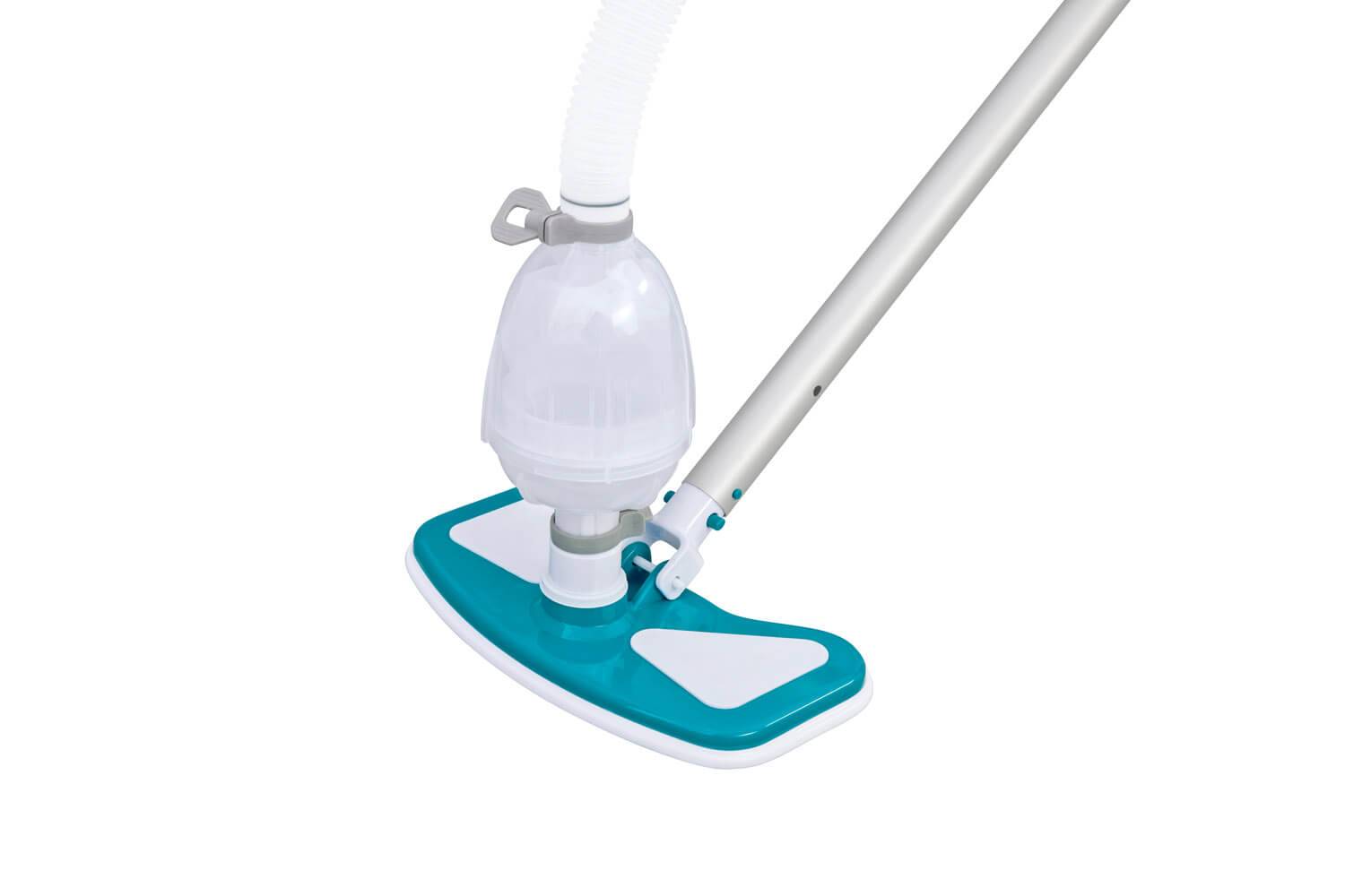 Bestway 58234 - Poolpflege Basis-Set AquaClean mit pumpenbetriebenem Poolsauger & Kescher für Poolgrößen bis 610 cm