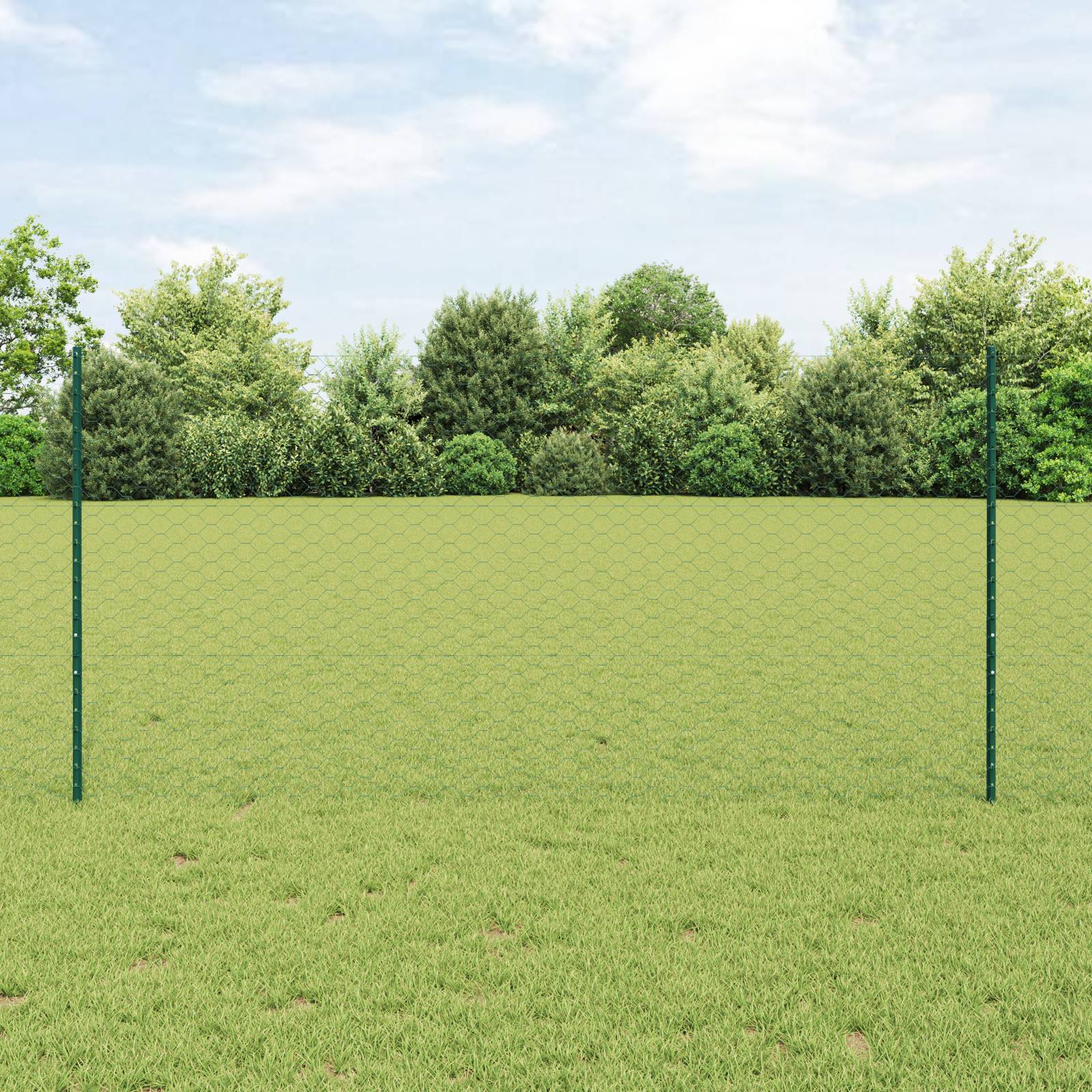 vidaXL Sechseck-Mesh-Gartenzaun-Set Set aus 2 Grün Stahl 25 x 1,2 m Zaun