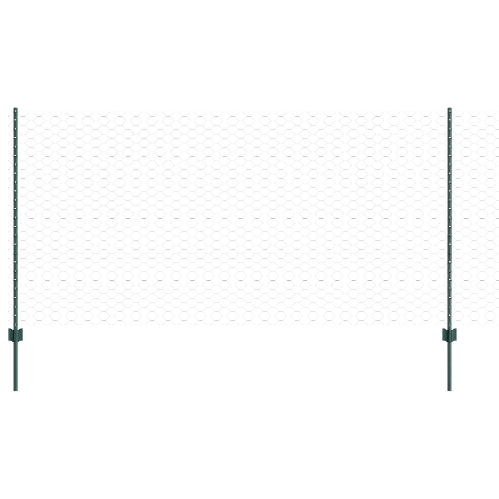 vidaXL Sechseck-Mesh-Gartenzaun-Set Set aus 2 Grün Stahl 25 x 1,2 m Zaun