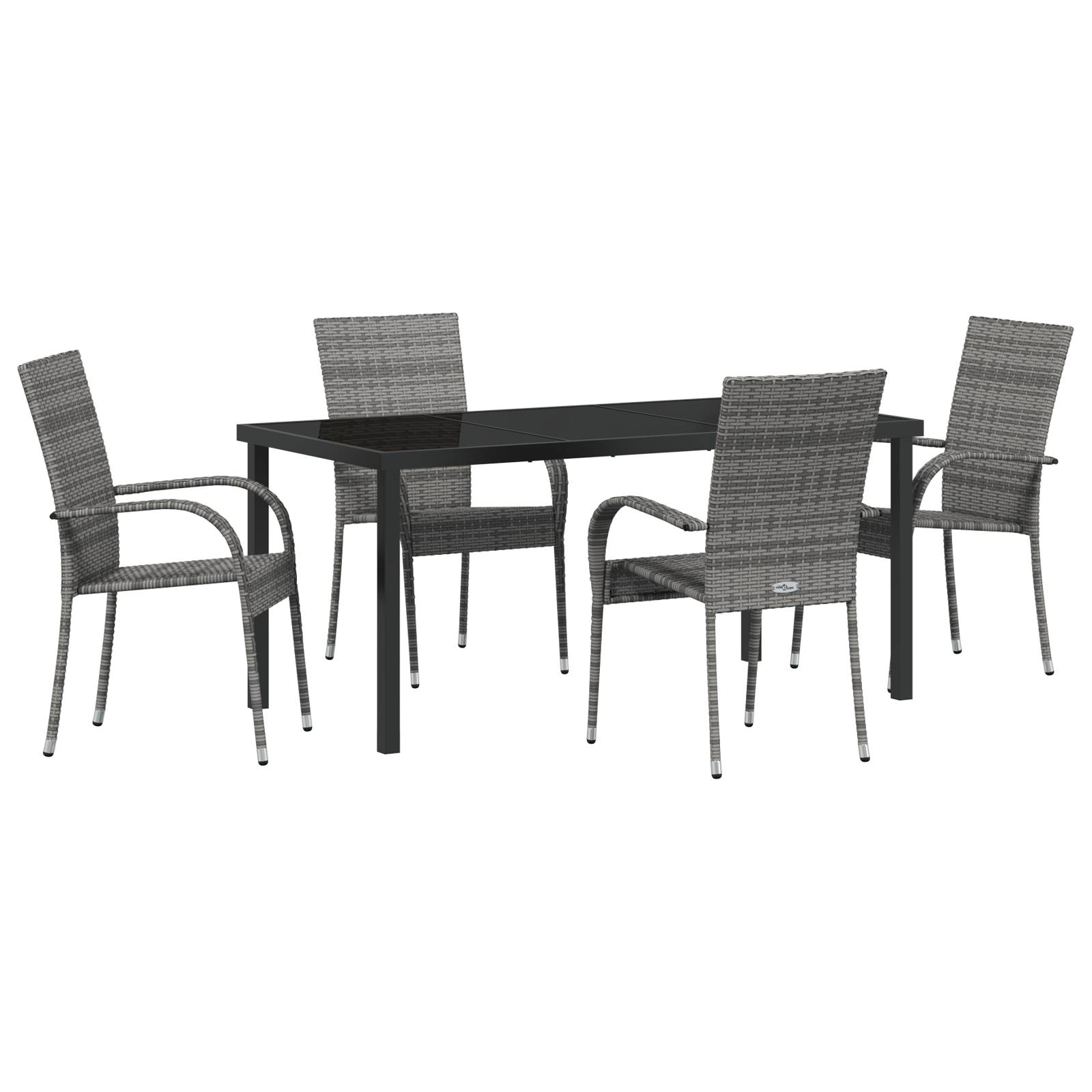 vidaXL 5-teilige Garten-Essgruppe - Graues Poly Rattan