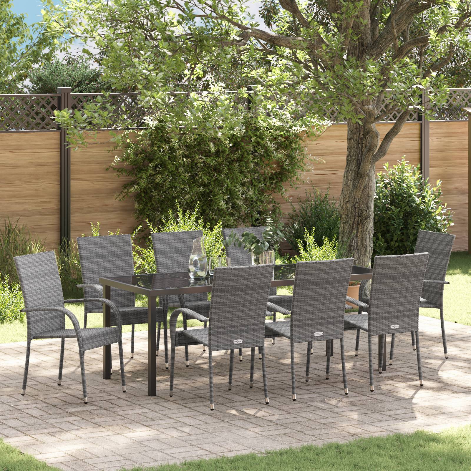 vidaXL 5-teiliges Garten-Essset Graues Poly-Rattan