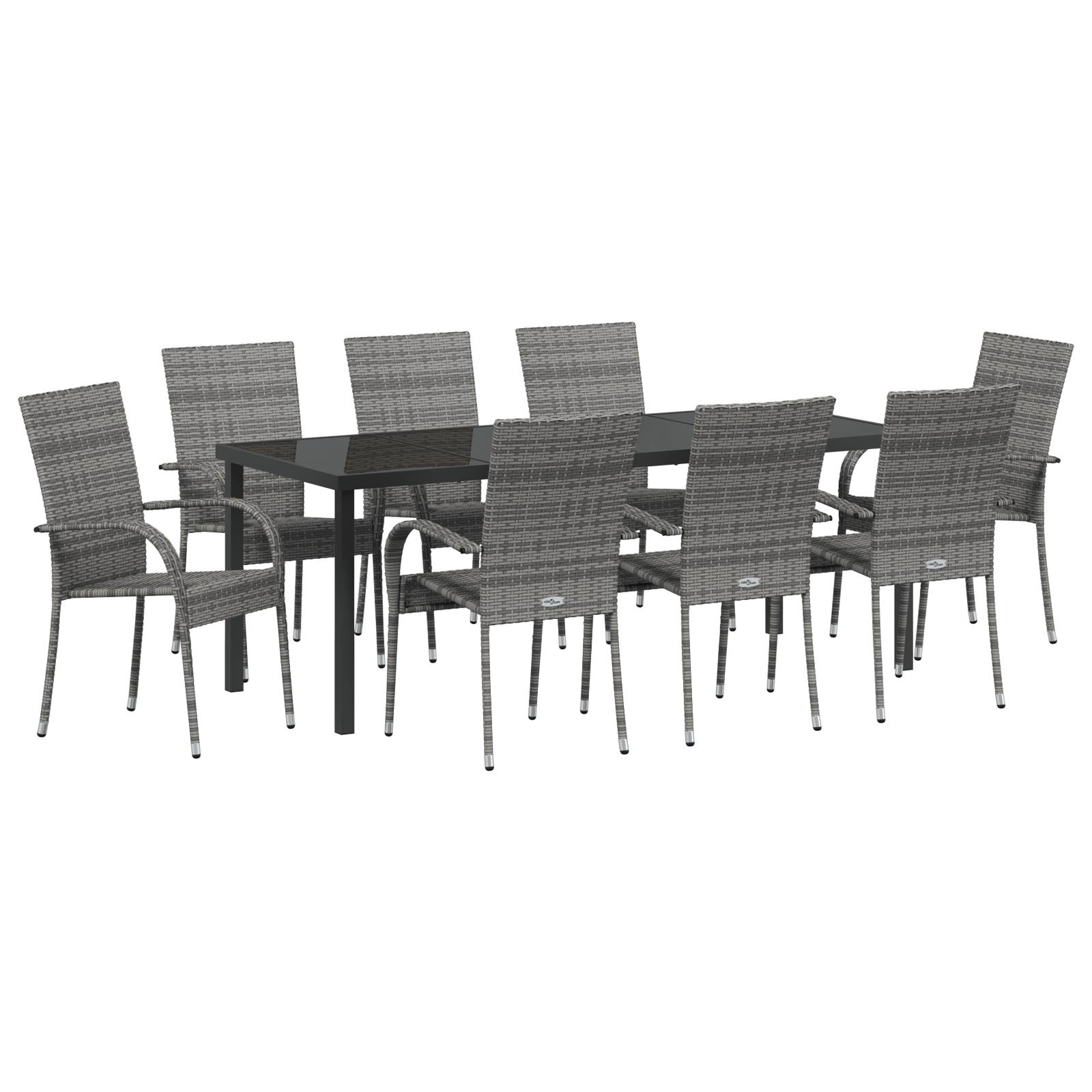 vidaXL 5-teiliges Garten-Essset Graues Poly-Rattan
