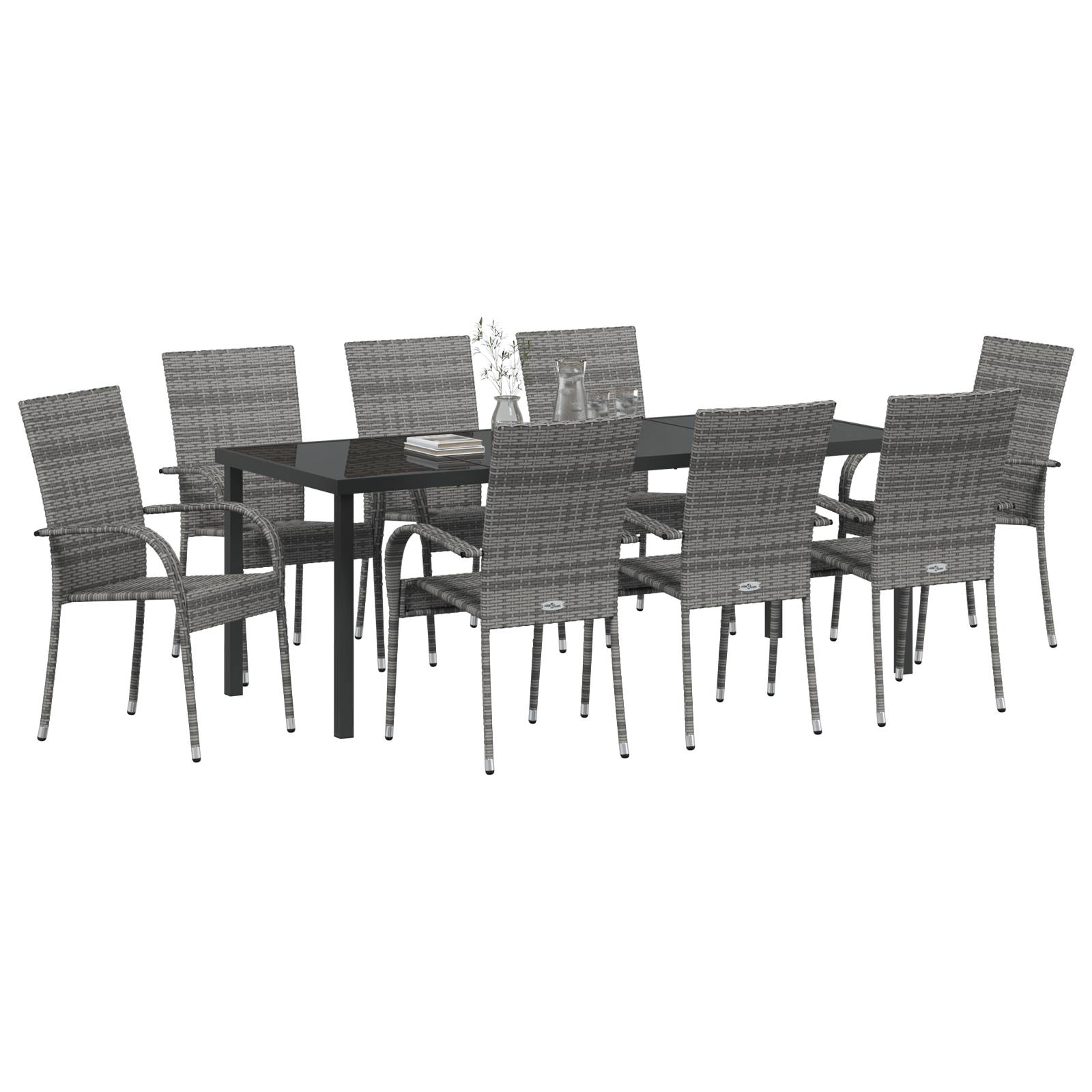 vidaXL 5-teiliges Garten-Essset Graues Poly-Rattan