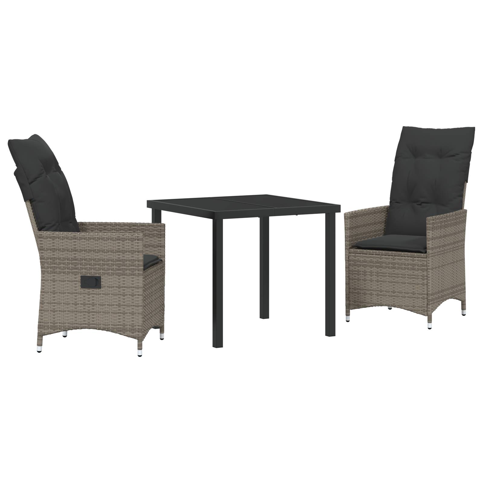vidaXL 3-teiliges Garten-Esszimmer-Set mit Kissen Grau Poly-Rattan