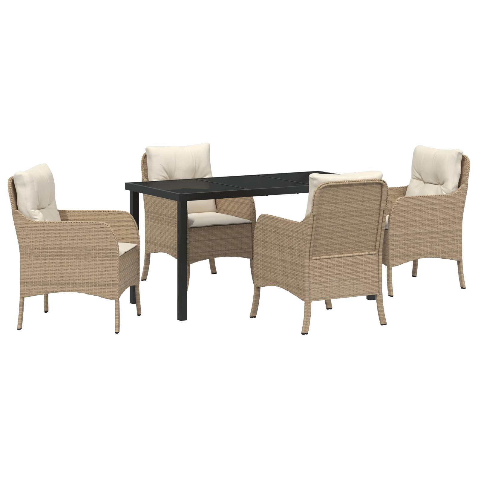 vidaXL 5-teiliges Gartenset mit Kissen Beige Poly-Rattan