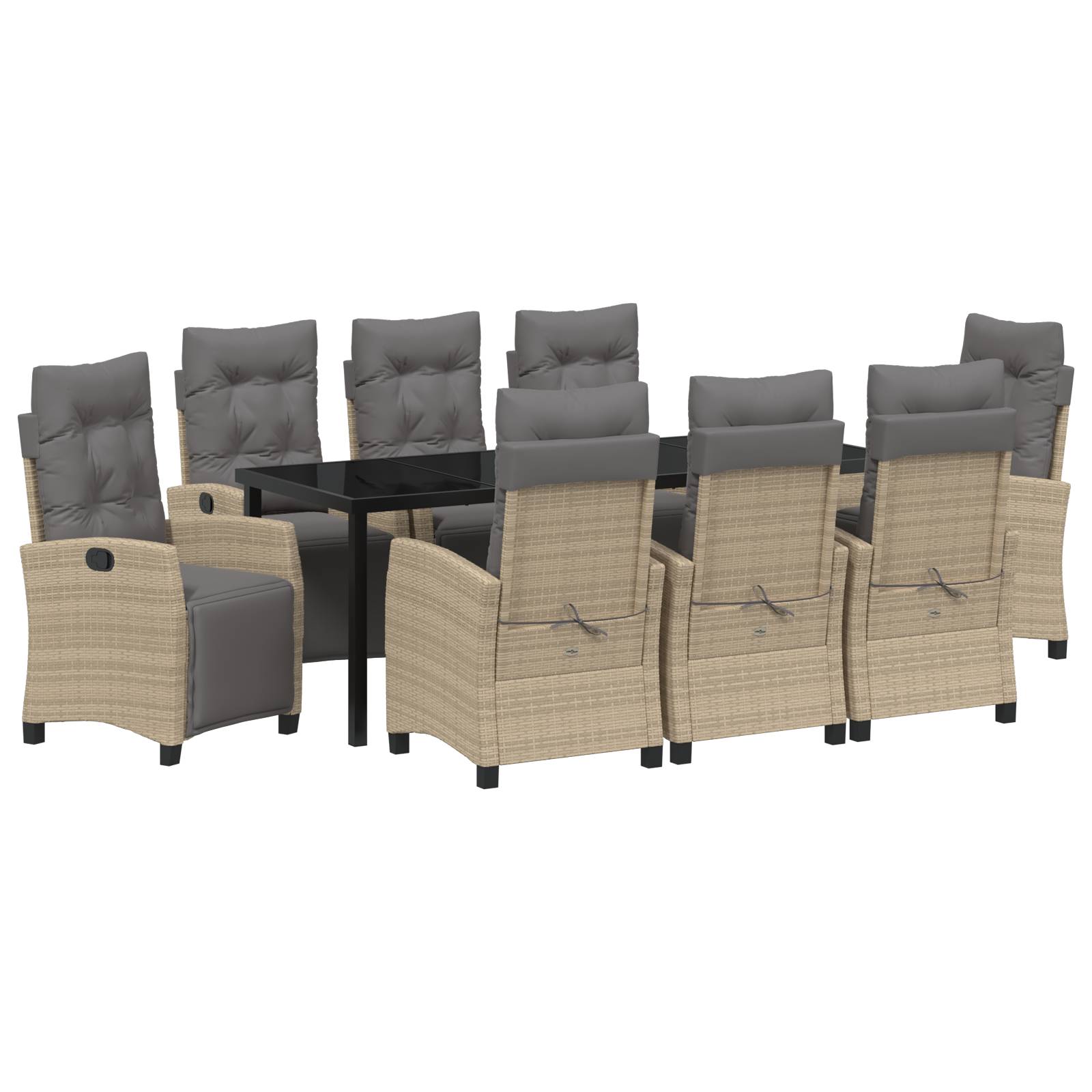 vidaXL 9-tlg. Garten-Essgruppe Beige Poly Rattan
