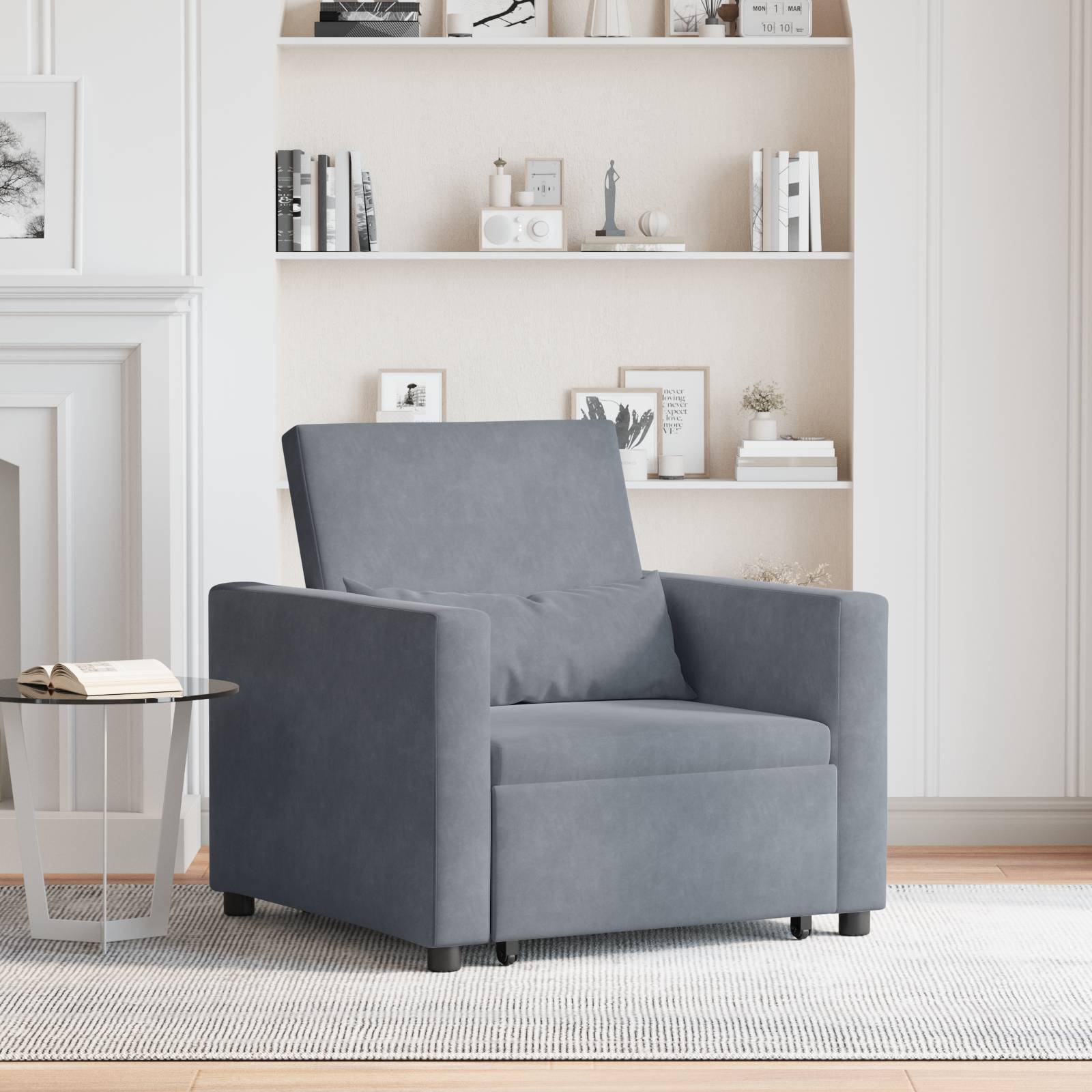 vidaXL 3-in-1 Schlafsofa Dunkelgrau Samt