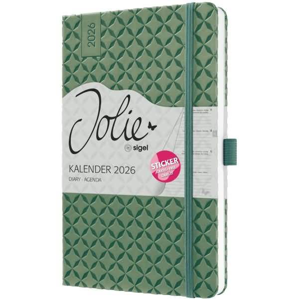 Wochenkalender Jolie ca. A5 Hardcover natural green 2026