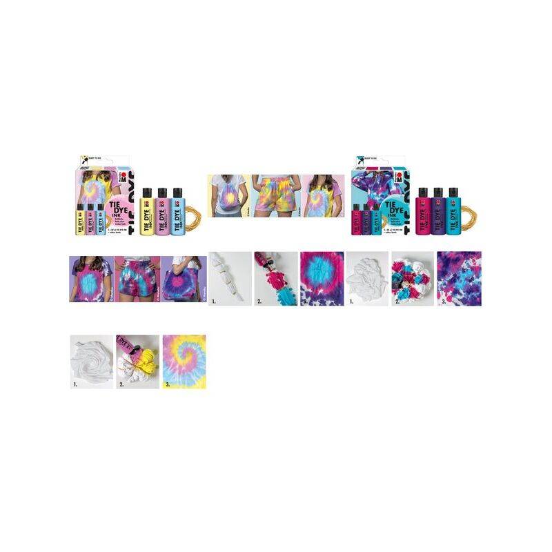 Marabu Batikfarben-Set TIE DYE, 3 x 80 ml, Pastellfarben