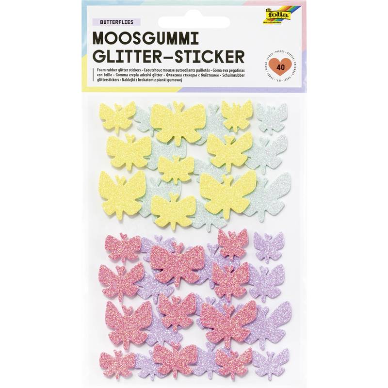 folia Moosgummi Glitter-Sticker BUTTERFLIES