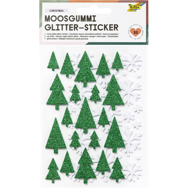 folia Moosgummi Glitter-Sticker CHRISTMAS