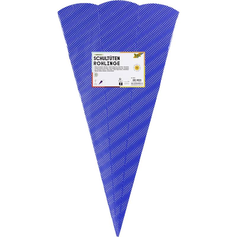 Eine blaue gemusterte Tüte mit der Aufschrift 