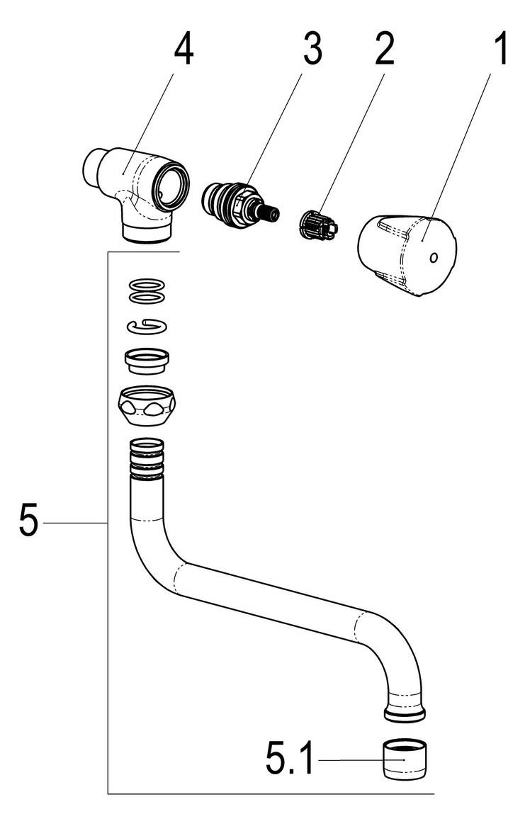 Wandschwenkventil Serie classic-line_2 mit Classic-line Griff kalt, schwenkbarem S-Rohrauslauf, Ausladung 200 mm, Tiefe bis Strahlregler 143 mm
