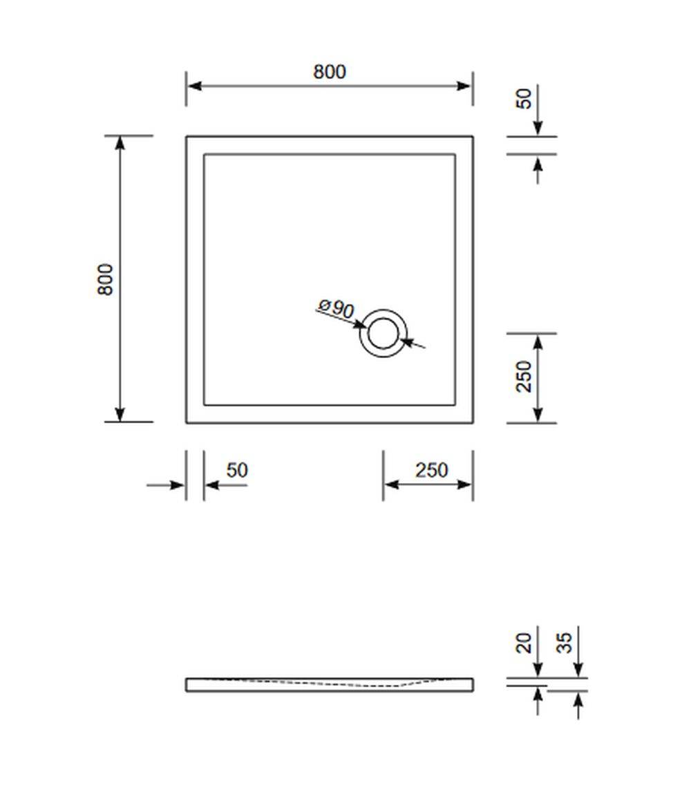 Schröder Viereck Duschwanne Flat Corner E 80x80x2,0 cm