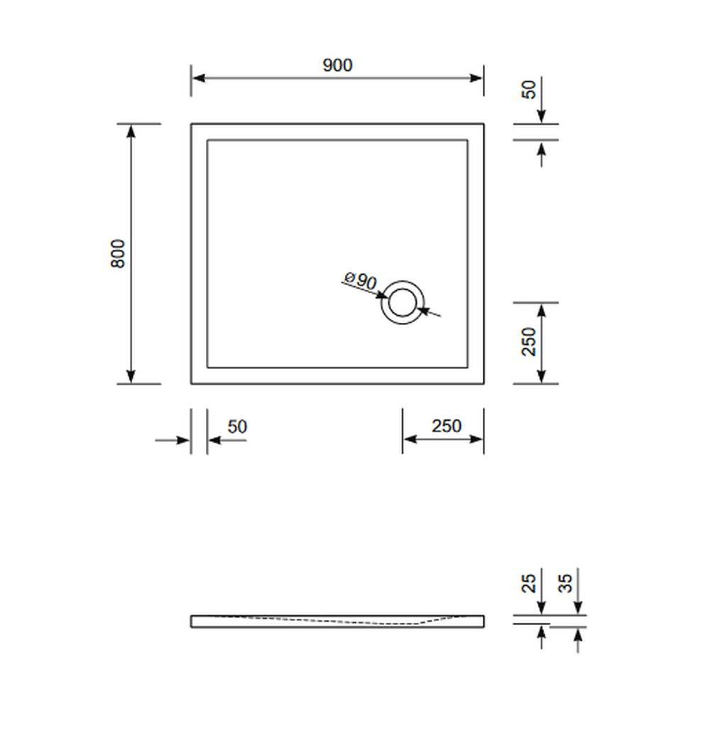 Schröder Rechteck Duschwanne Flat Corner E 90x80x2,5 cm