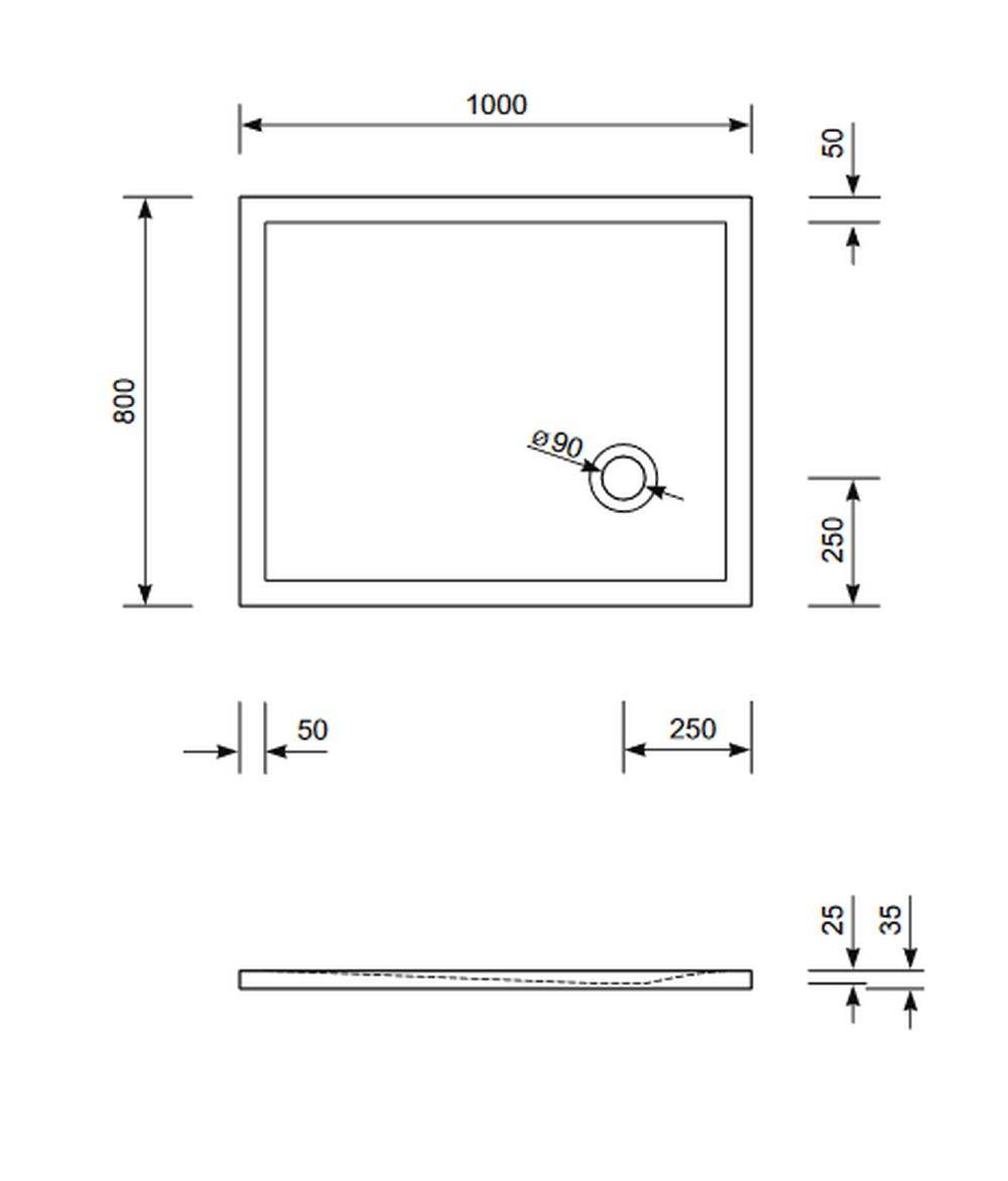 Schröder Rechteck Duschwanne Flat Corner E 100x80x2,5 cm