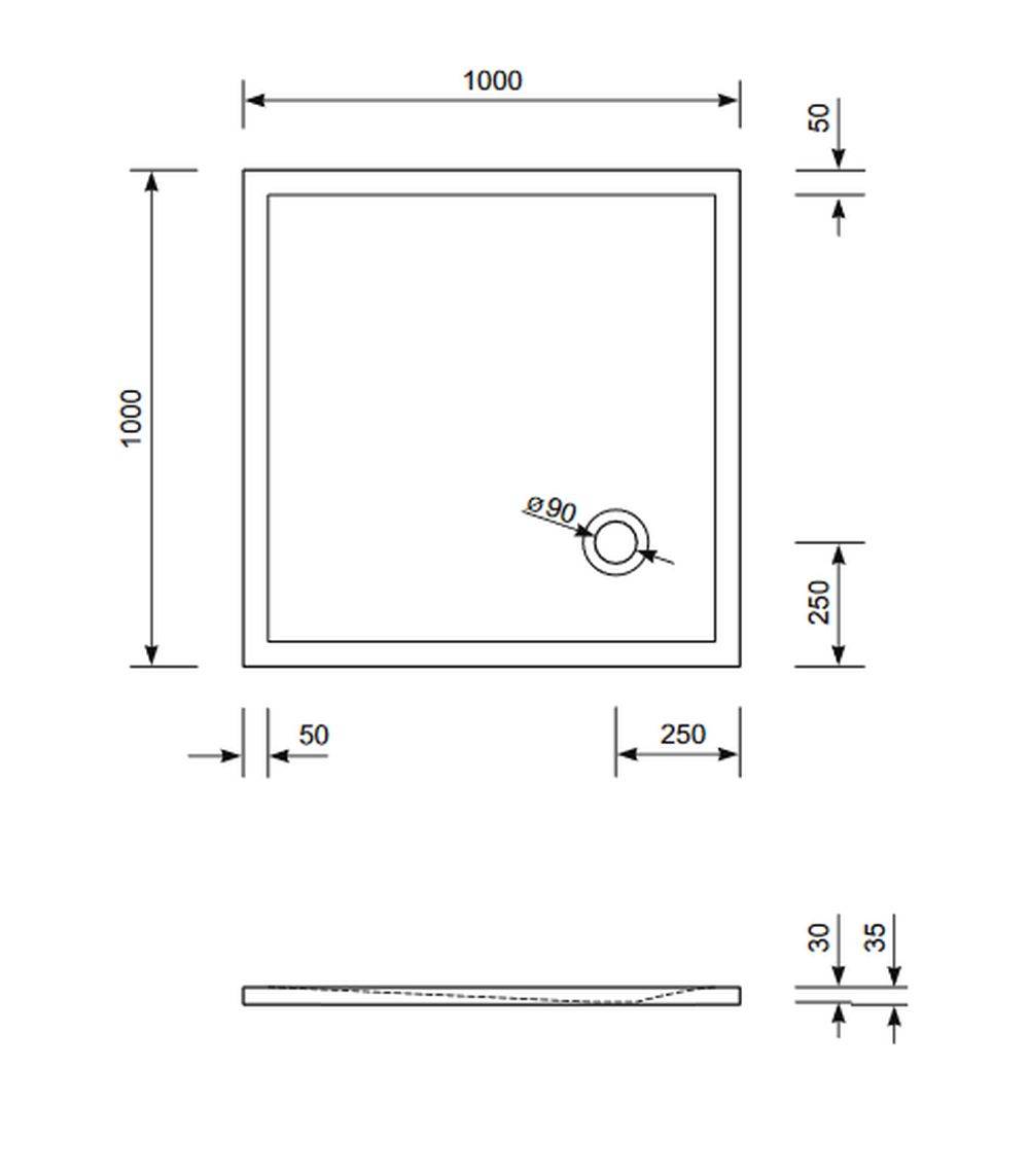 Schröder Viereck Duschwanne Flat Corner E 100x100x3 cm