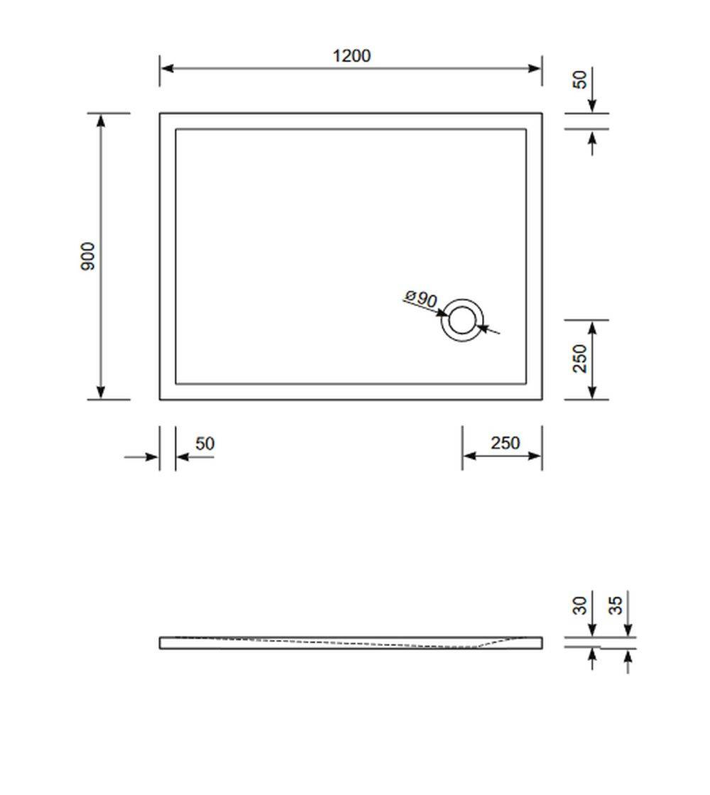 Schröder Rechteck Duschwanne Flat Corner E 120x90x3 cm