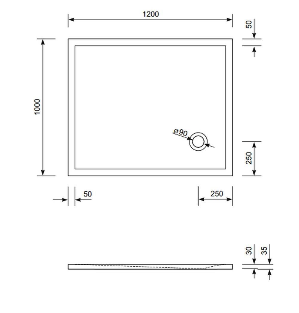 Schröder Rechteck Duschwanne Flat Corner E 120x100x3 cm