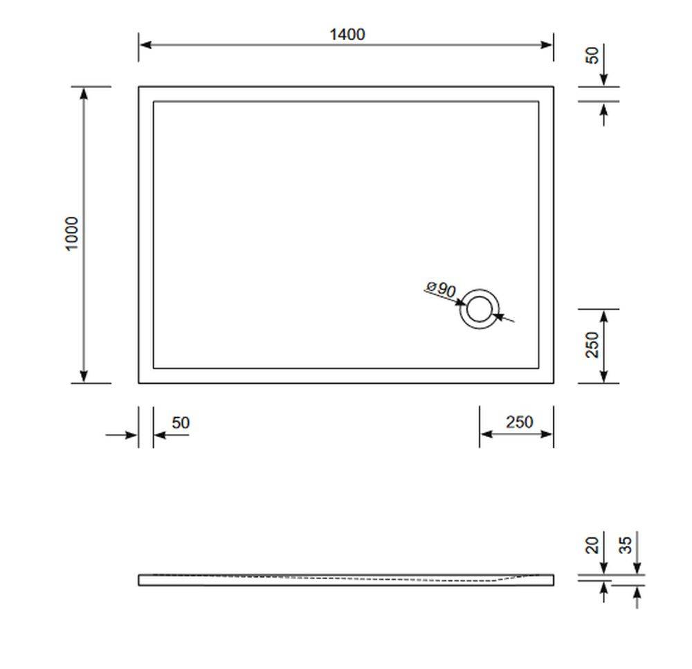 Schröder Rechteck Duschwanne Flat Corner E 140x100x2 cm