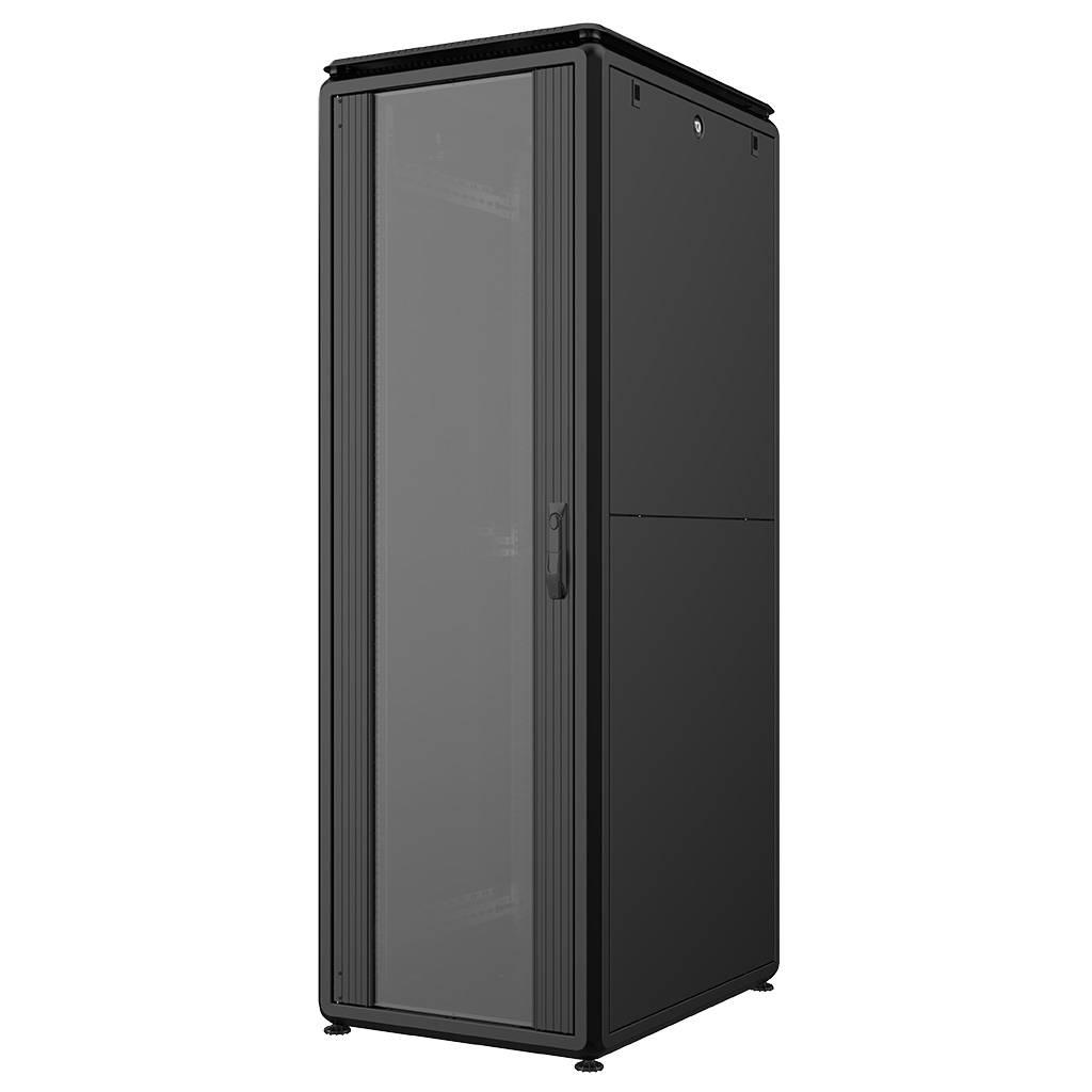 Rockstable 42HE 19 Zoll 600x800x2027mm (BxTxH) Serverschrank | Netzwerkschrank Glastür - Premium Lin