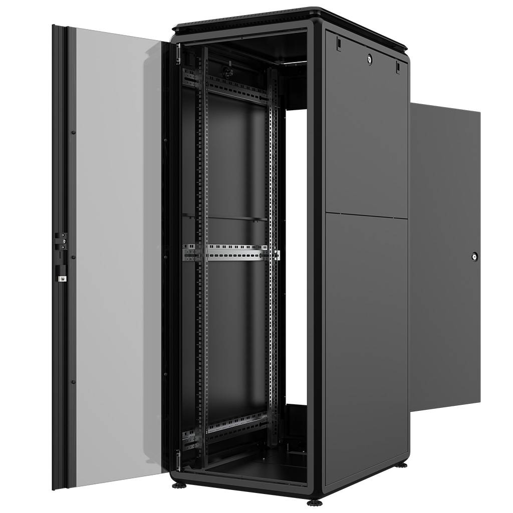 Rockstable 32HE 19 Zoll 600x800x1583mm (BxTxH) Serverschrank | Netzwerkschrank Glastür - Premium Lin