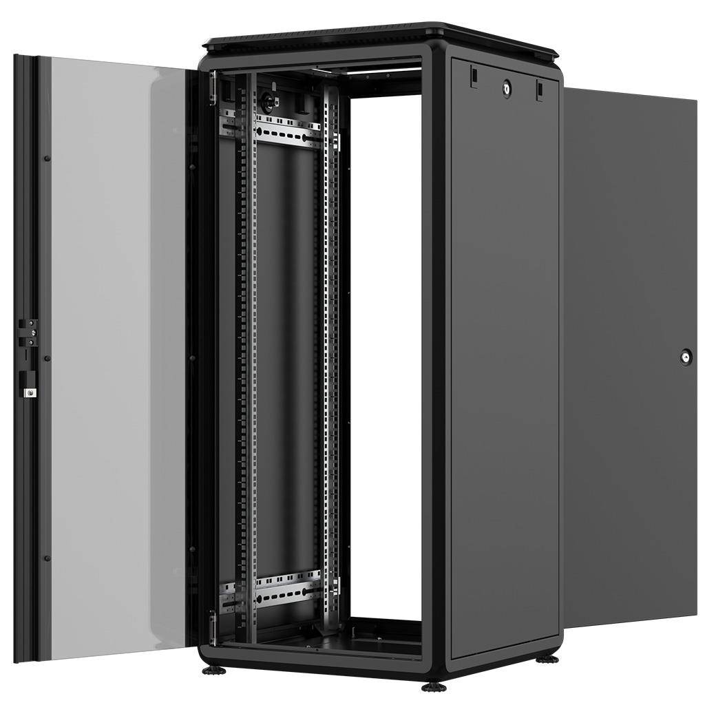 Rockstable 26HE 19 Zoll 600x600x1316mm (BxTxH) Serverschrank | Netzwerkschrank Glastür - Premium Lin