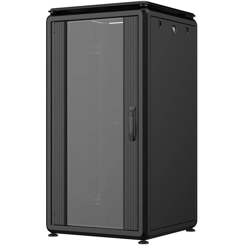 Rockstable 22HE 19 Zoll 600x600x1139mm (BxTxH) Serverschrank | Netzwerkschrank Glastür - Premium Lin