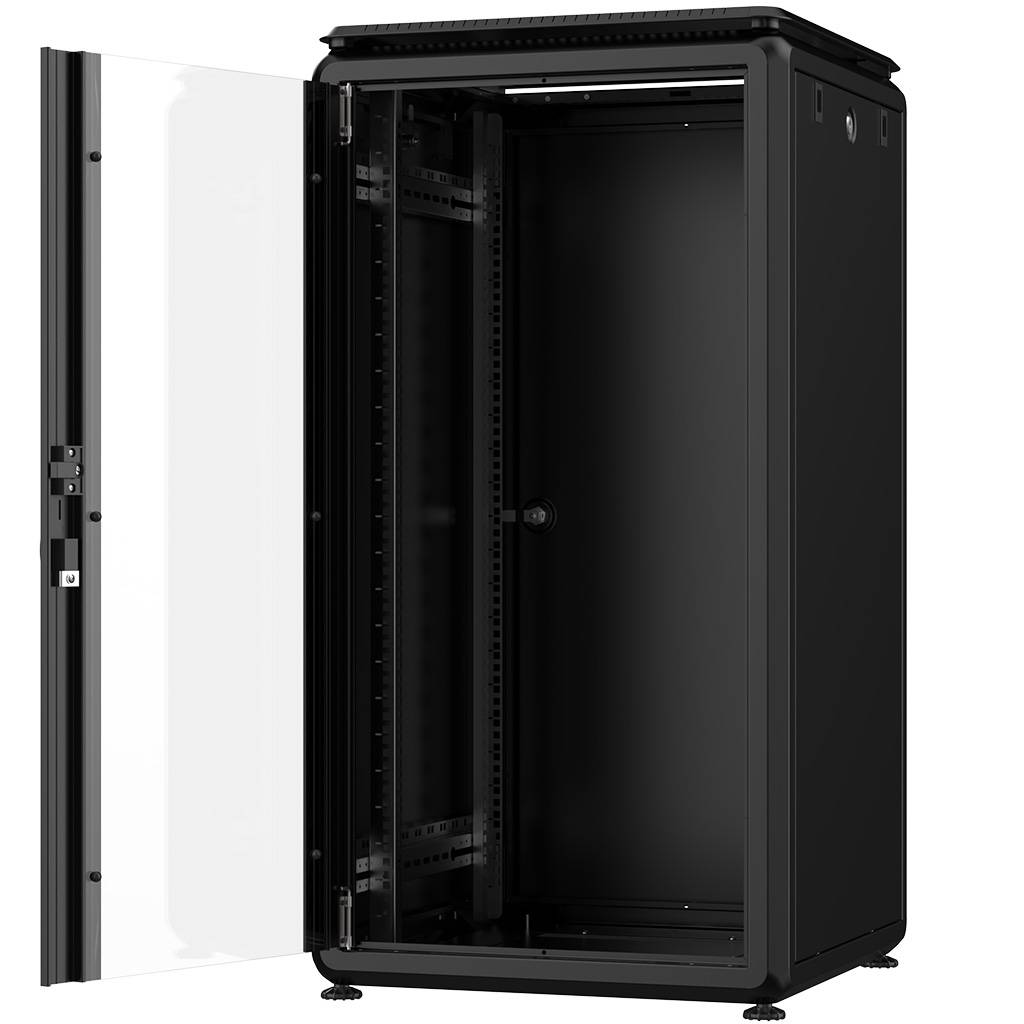 Rockstable 22HE 19 Zoll 600x600x1139mm (BxTxH) Serverschrank | Netzwerkschrank Glastür - Premium Lin
