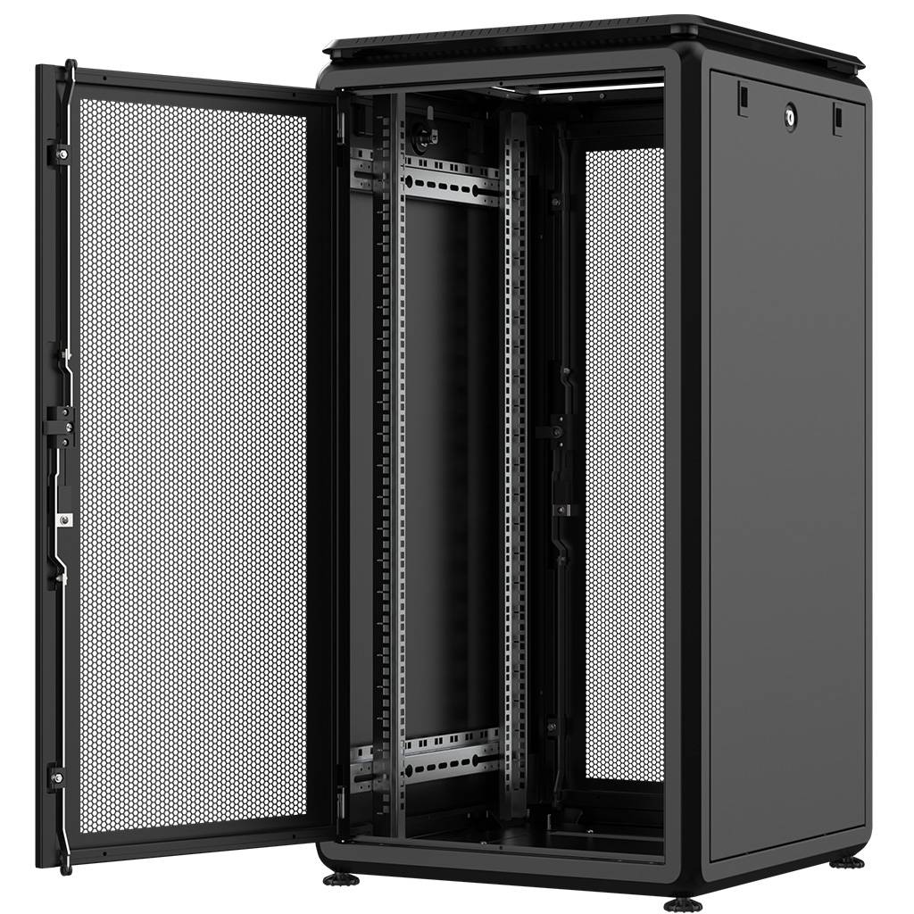Rockstable 22HE 19 Zoll 600x600x1139mm (BxTxH) Serverschrank | Netzwerkschrank perforierte Tür - Pre