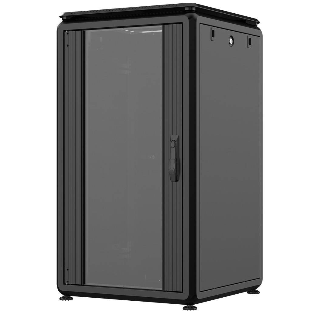 Rockstable 20HE 19 Zoll 600x600x1050mm (BxTxH) Serverschrank | Netzwerkschrank Glastür - Premium Lin
