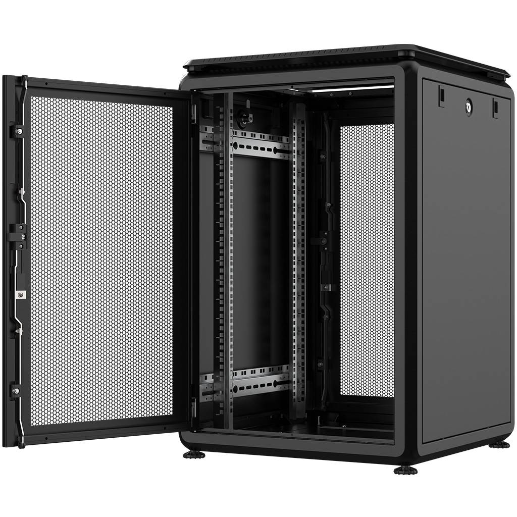 Rockstable16HE 19 Zoll 600x600x872mm (BxTxH) Serverschrank | Netzwerkschrank perforierte Tür - Premi