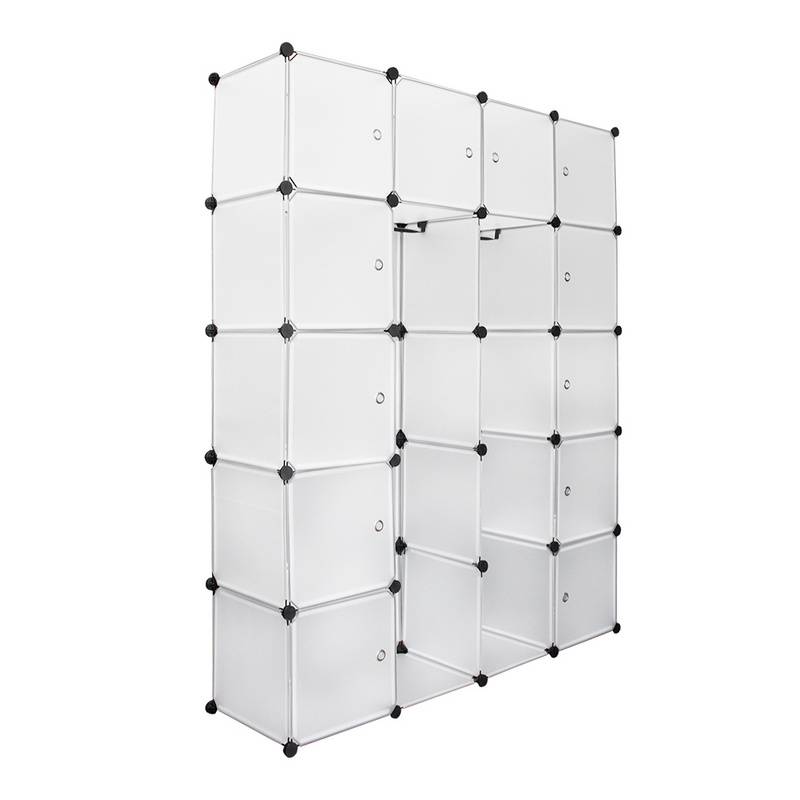 20 Boxen DIY Regalsystem Kleiderschrank Garderobenschrank Schrank Steckregal 142x37x180cm Weiß