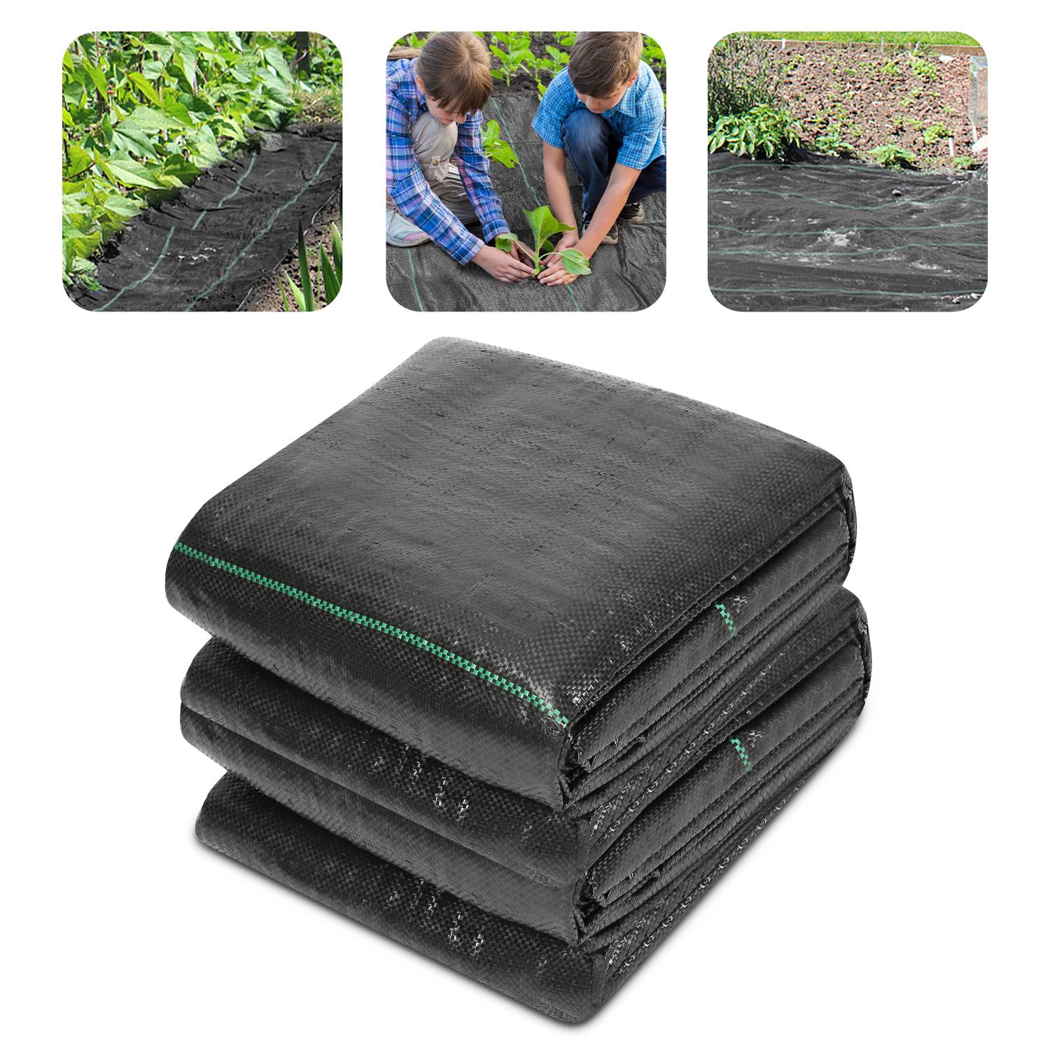 40 m² Unkrautflies Bändchengewebe Unkrautgewebe Mulchflies Mulchgewebe schwarz 4m x 10m