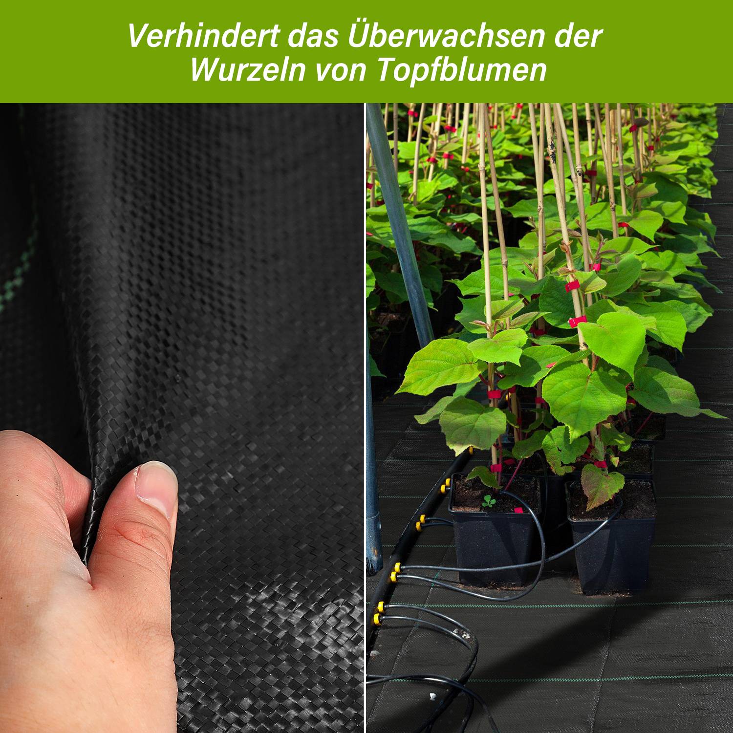 Unkrautvlies 100g/㎡ Unkrautfolie Wasserdurchlässig Unkrautflies für Garten Unkrautgewebe mit Nägel & Trennlinie 50m² Anti-Unkraut UV-beständig,