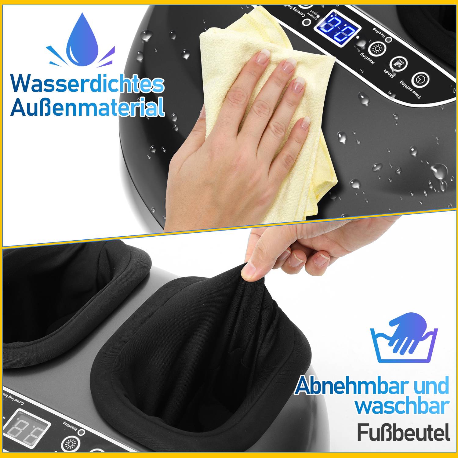 Fußmassagegerät mit Wärme, Knetrollenmassage, Luftkompression und Zirkulation